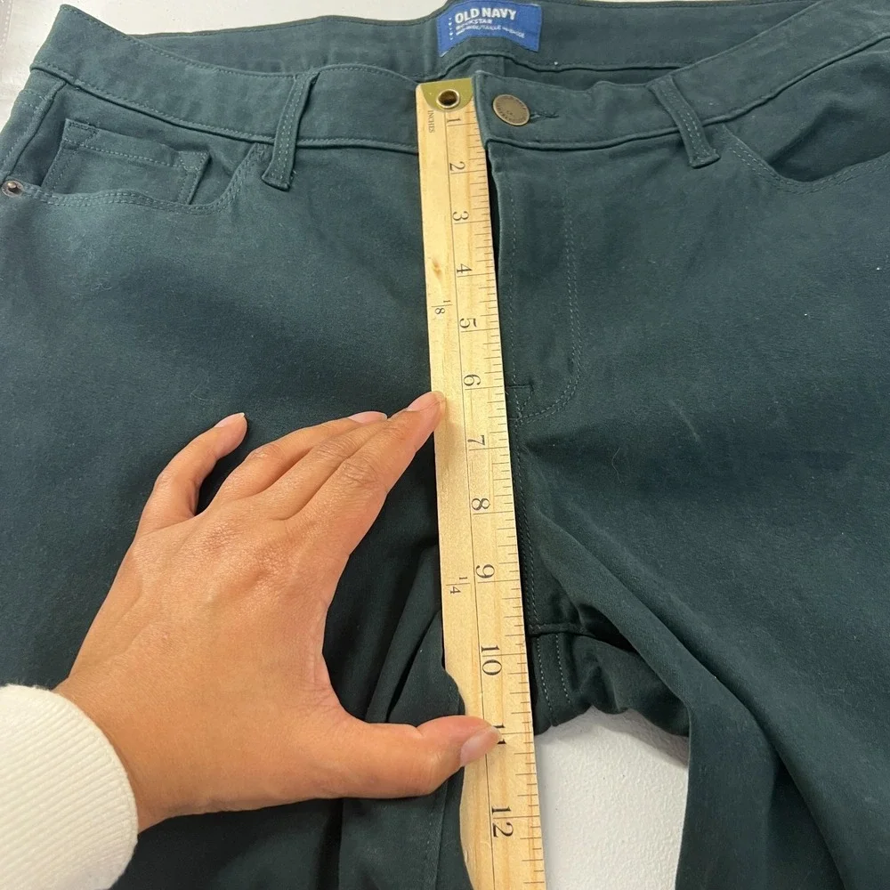 Old Navy Rockstar‎ Jeans Womens 12 Green Brushed Twill Stretch Mid Rise Skinny